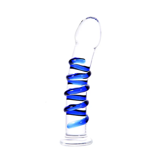 Blue Spiral Glass Dildo - 6 Inches