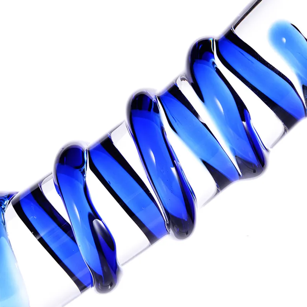 Blue Spiral Glass Dildo - 6 Inches
