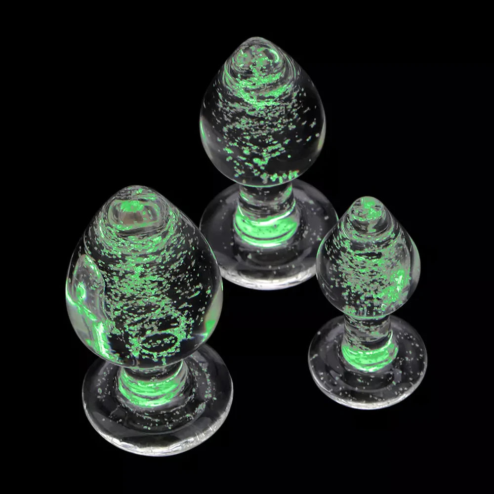 Glowing Glass Butt Plug Set