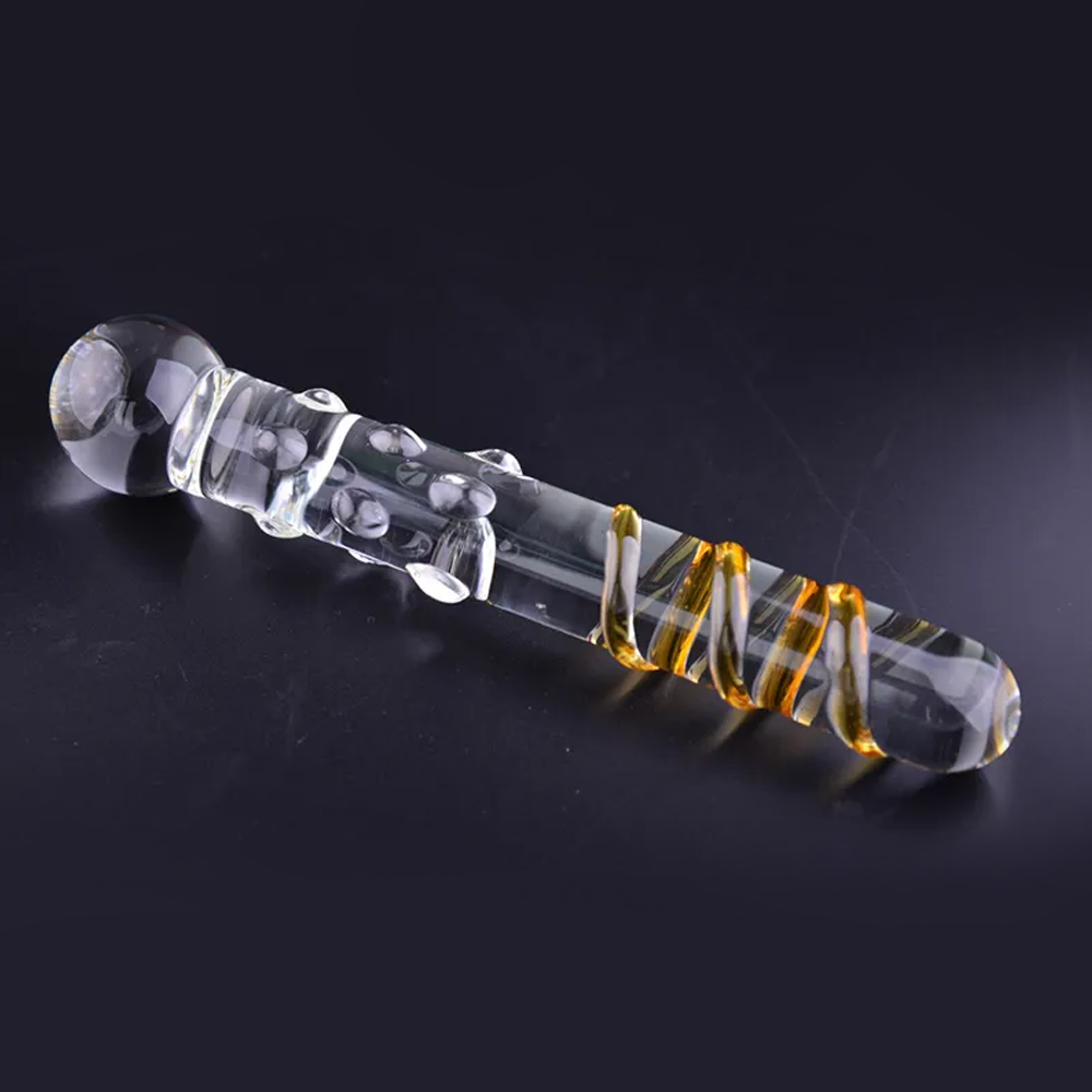 Gold Spiral Glass Dildo - 7 Inches