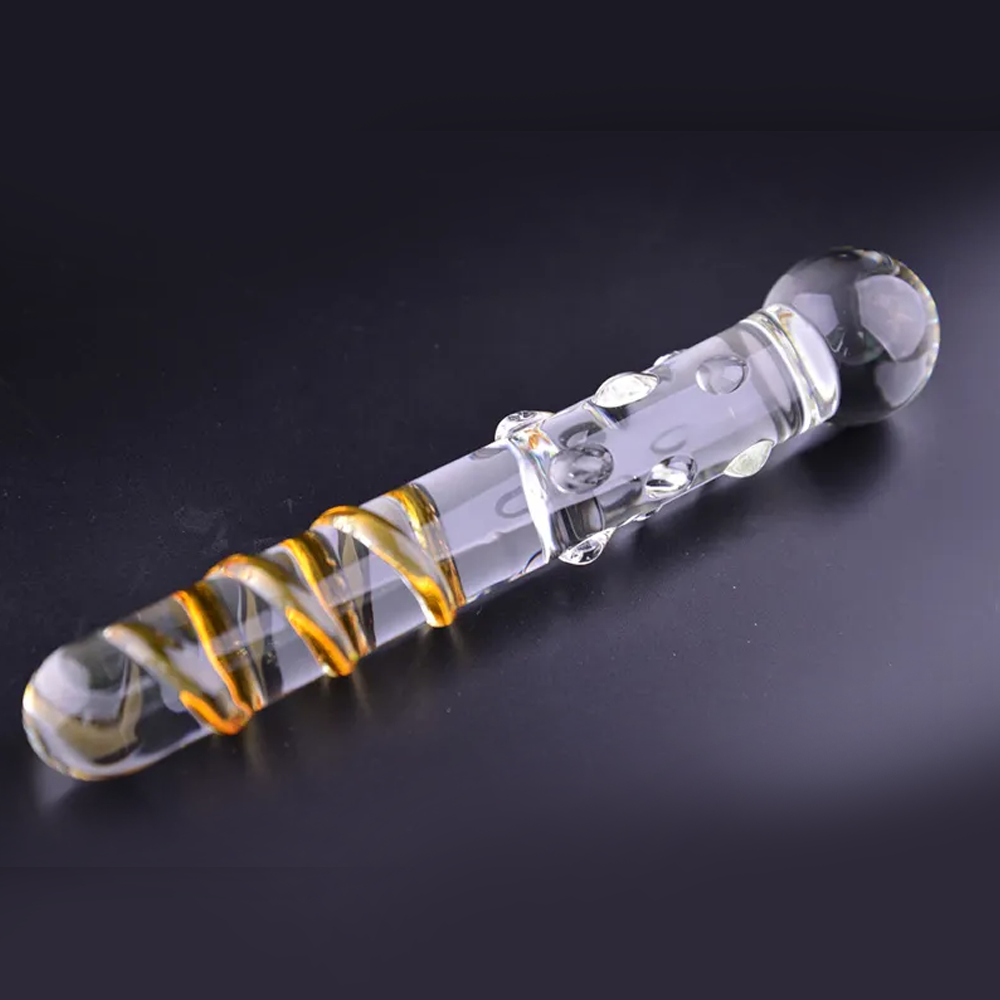 Gold Spiral Glass Dildo - 7 Inches