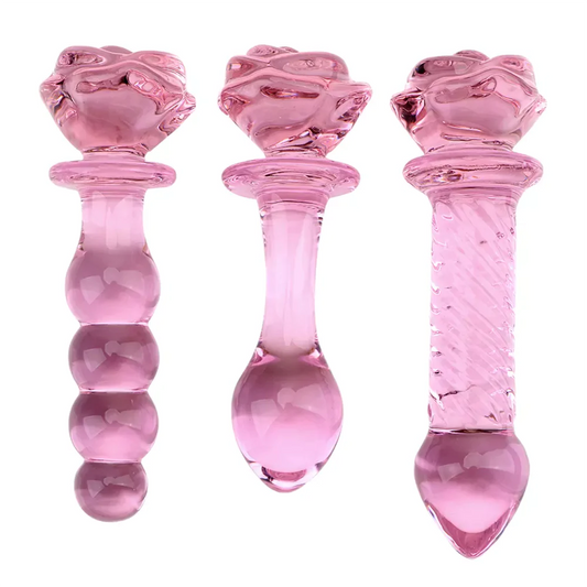 Pink Rose Glass Dildo