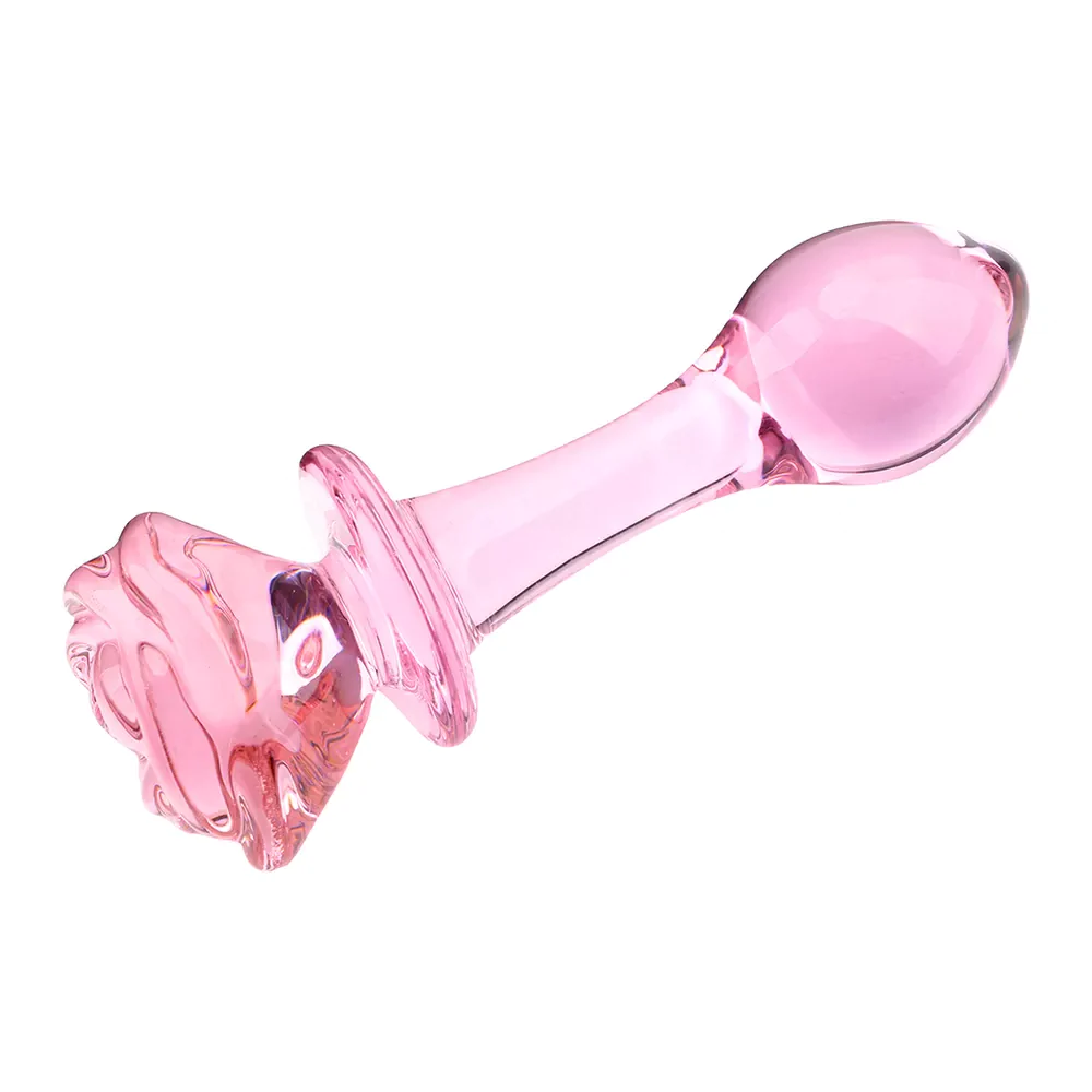 Pink Rose Glass Dildo