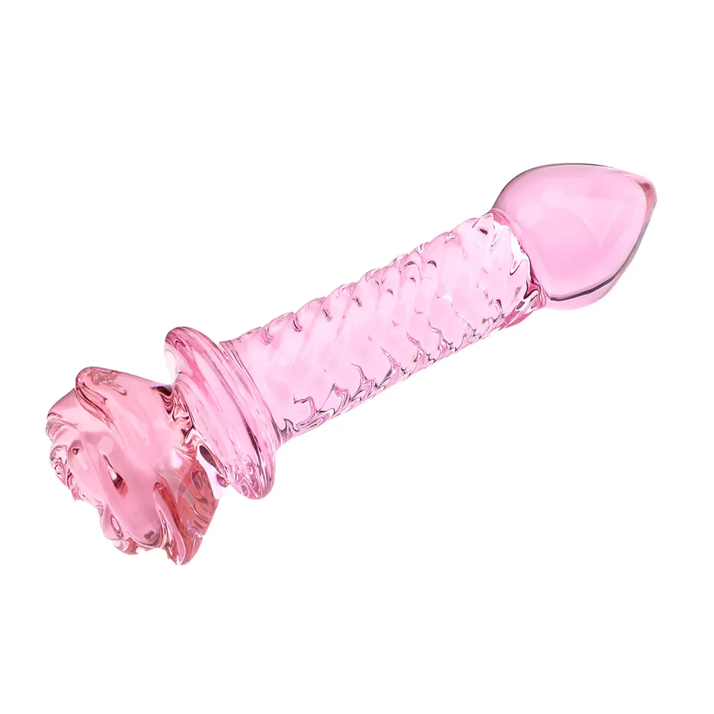 Pink Rose Glass Dildo
