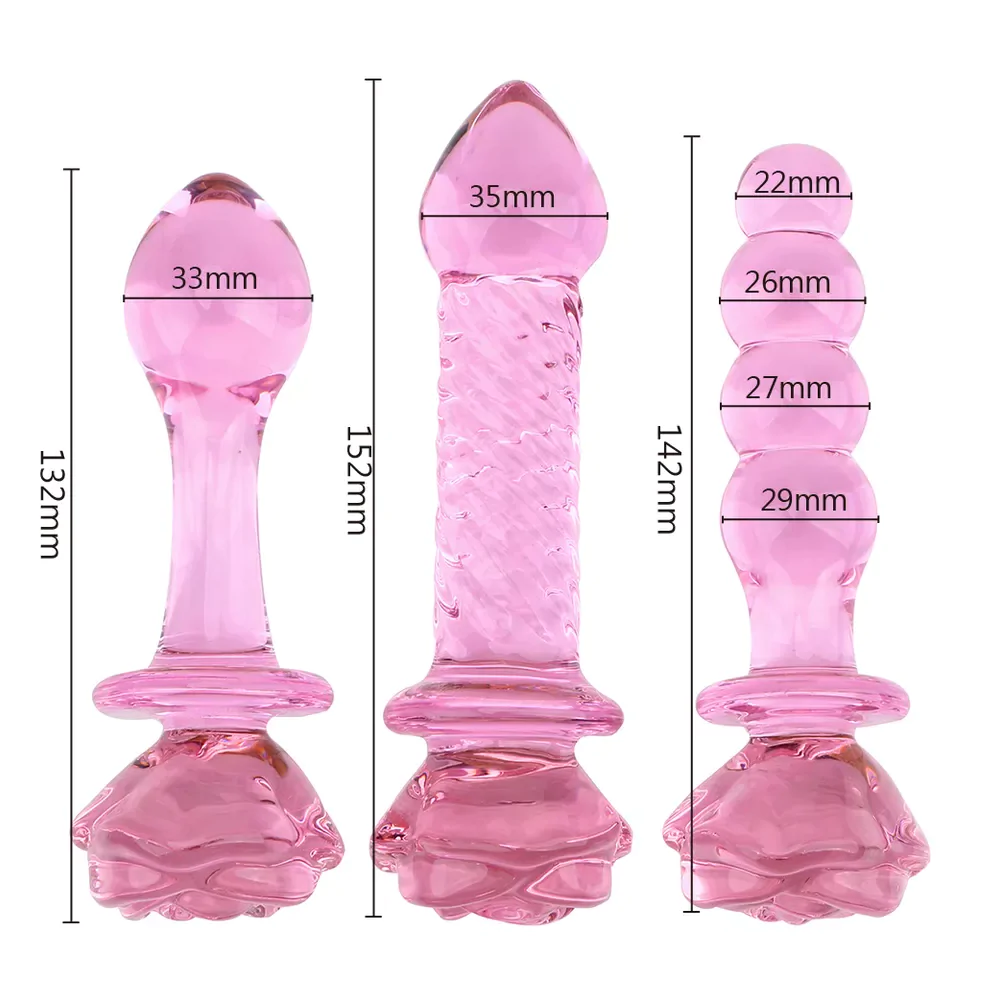 Pink Rose Glass Dildo
