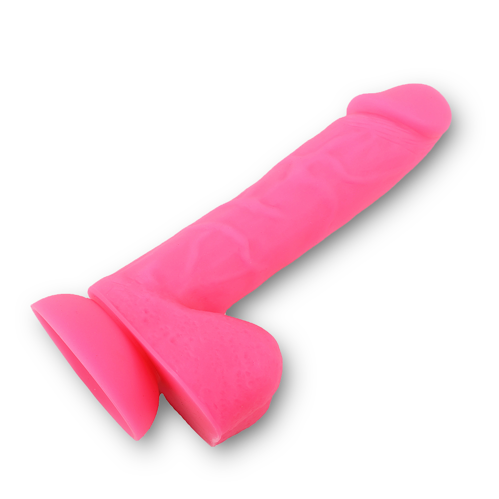 Classic Glowing Silicone Dildo - Hot Pink