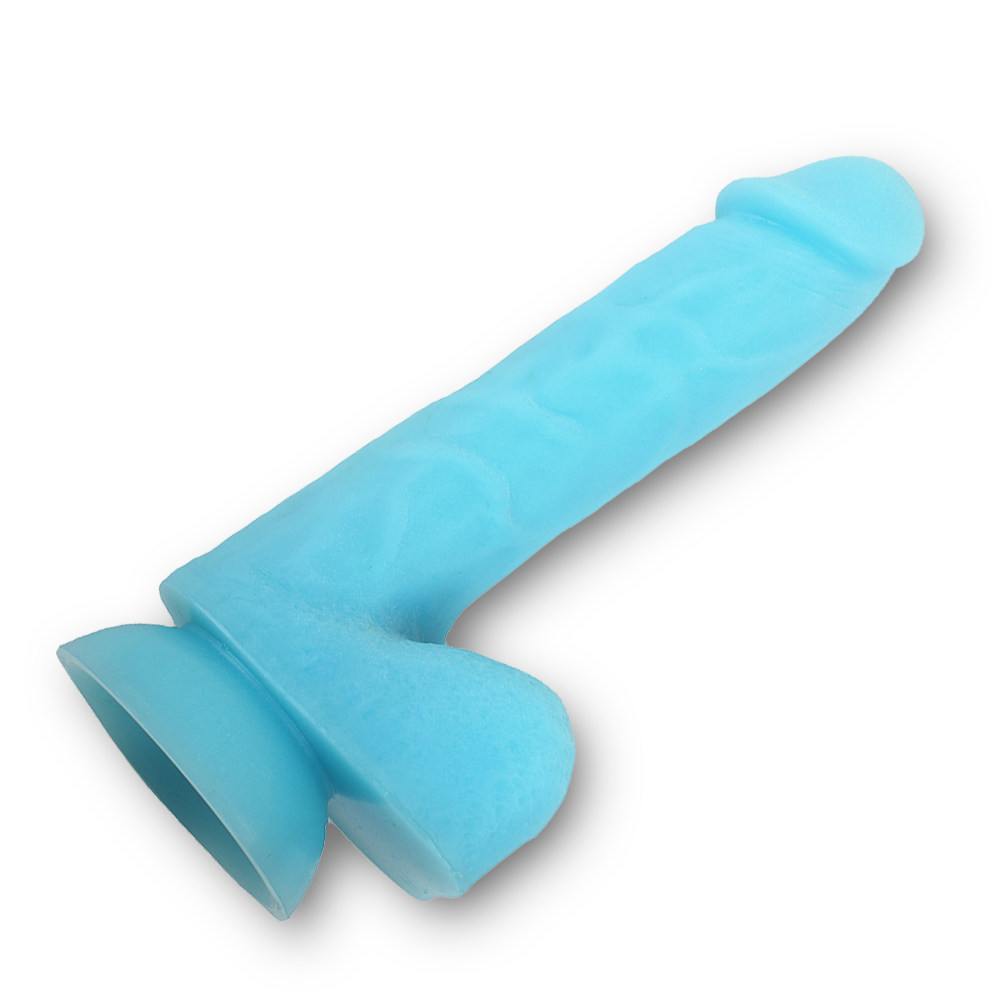 Classic Glowing Silicone Dildo - Light Blue