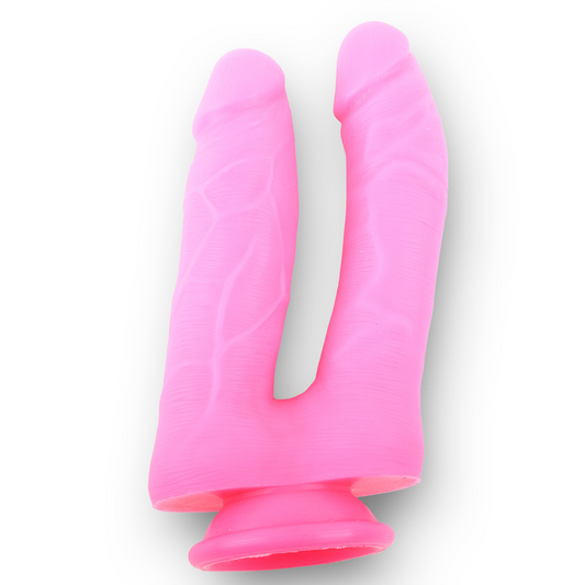 Double Trouble DP Dildo - Pink Glow
