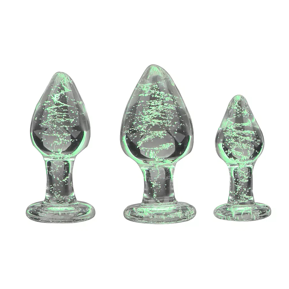 Glowing Glass Butt Plug Set