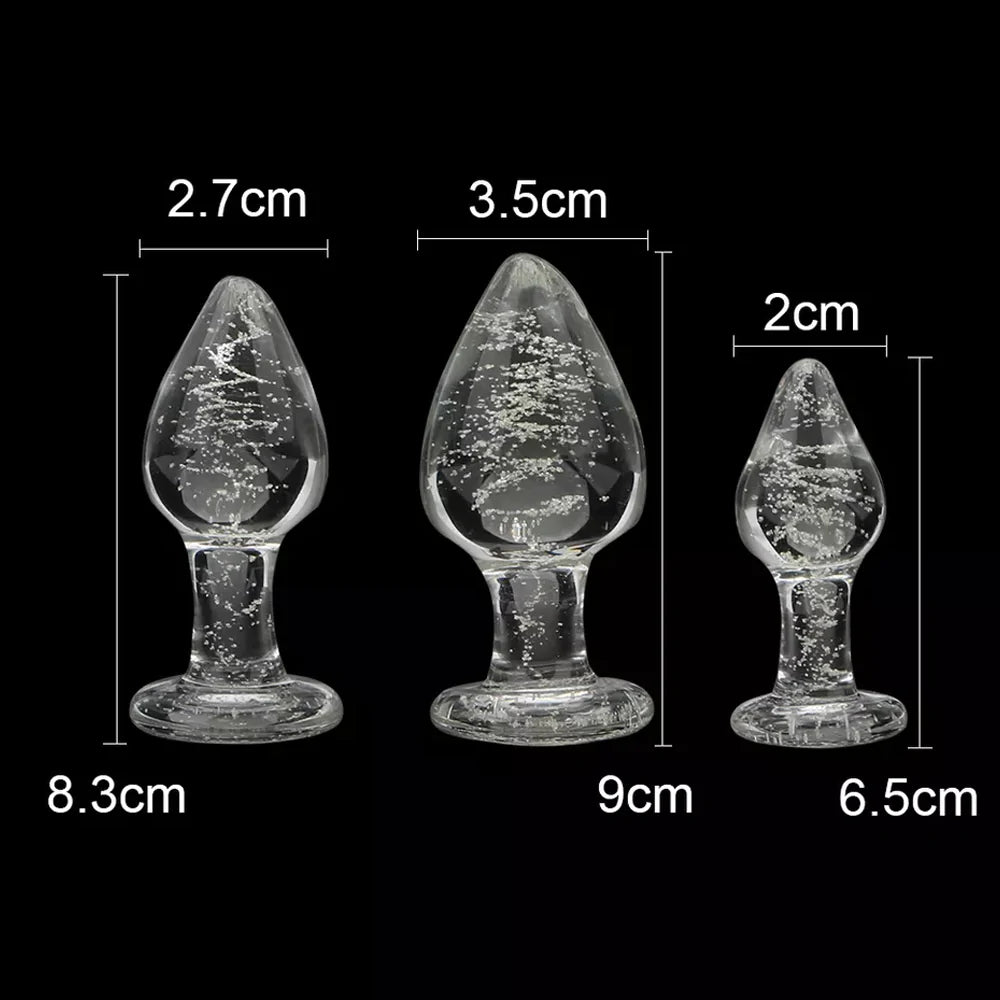 Glowing Glass Butt Plug Set
