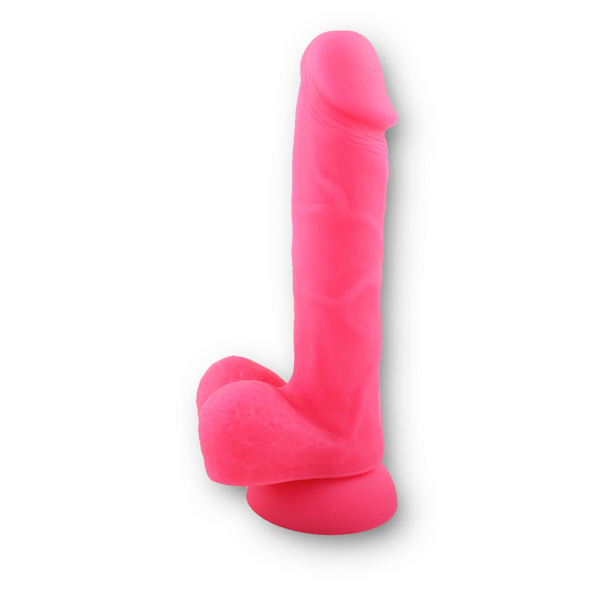 Neon Silicone Dildo - Hot Pink Glow