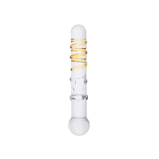 Gold Spiral Glass Dildo - 7 Inches